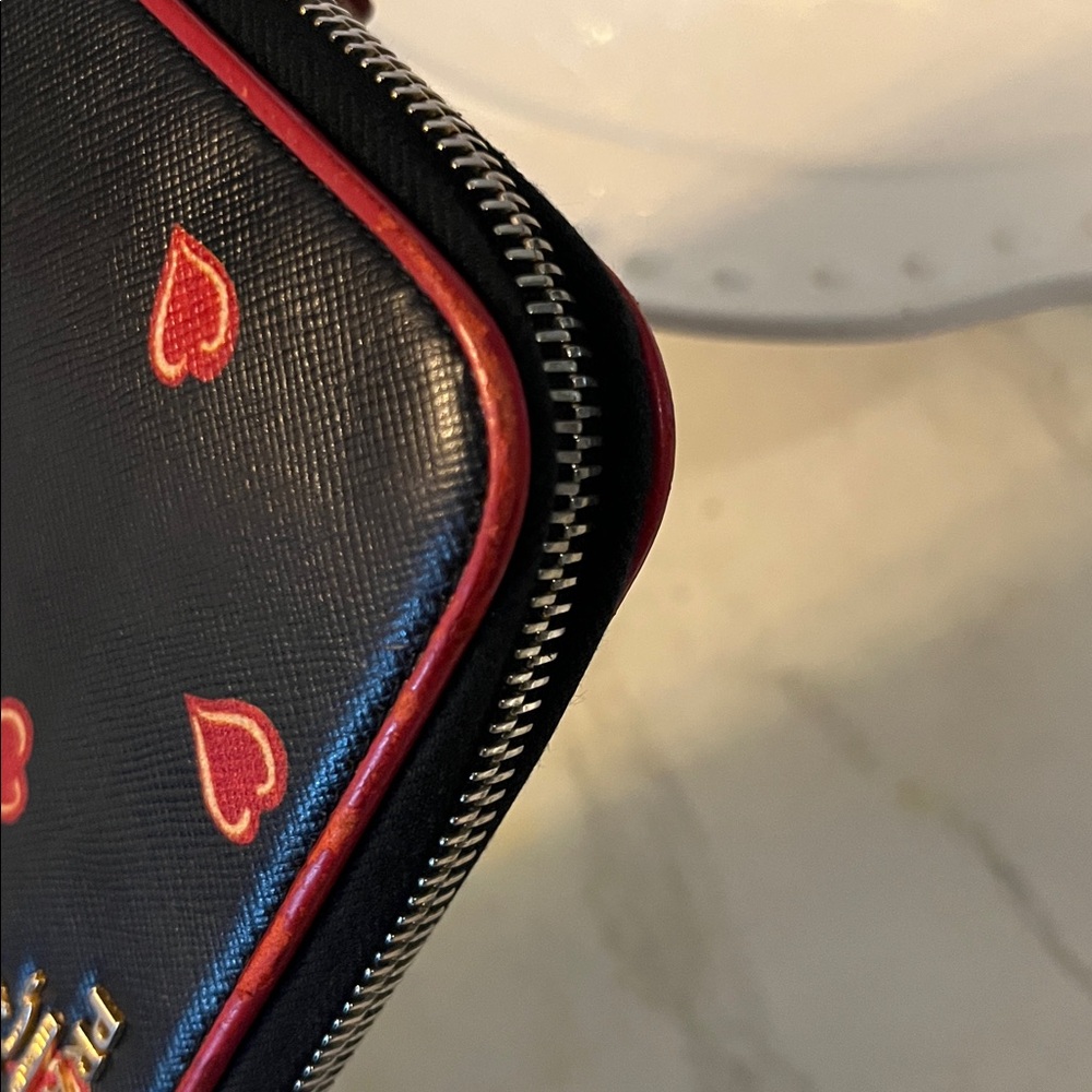 Prada Navy Wallet with Red Heart Accents - Picture 9 of 10
